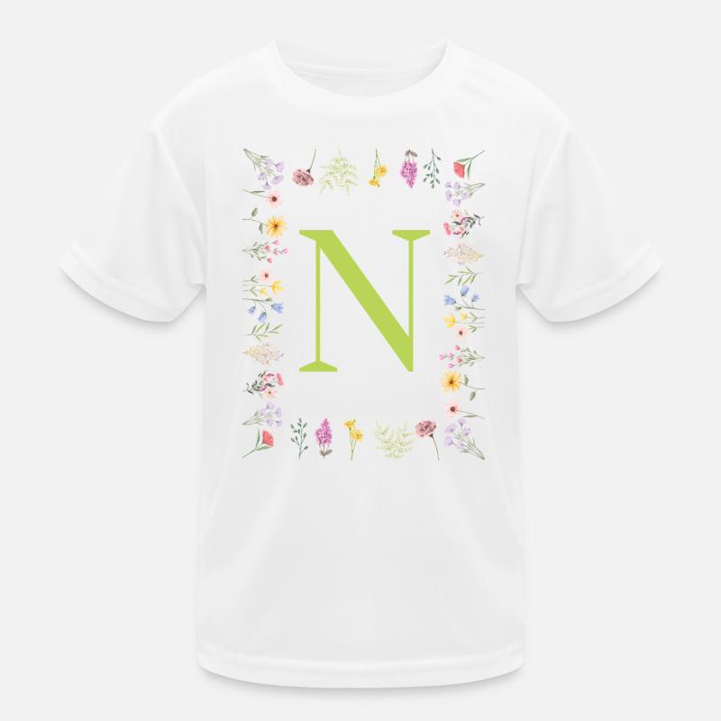 Florale Initialen " N ", Buchstaben Monogramm  Kinder Funktions-T-Shirt