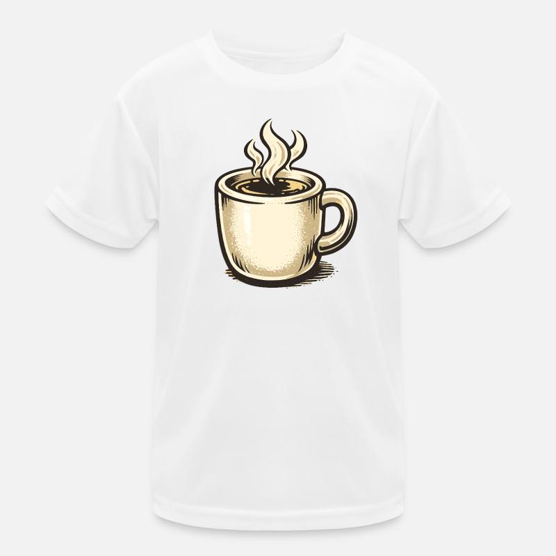 Kaffeebecher Vintage mit Dampf Kinder Funktions-T-Shirt