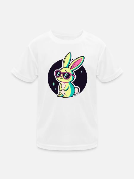 Bunny Neon Chic Sonnenbrillen - Kinder Funktions-T-Shirt - Weiß