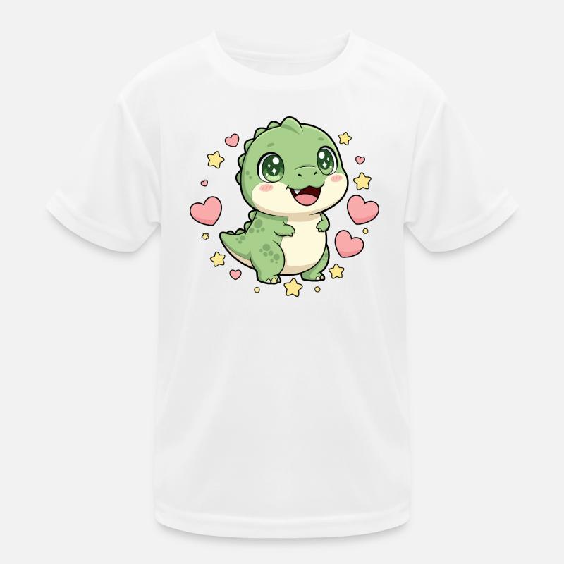 Kleiner Dino mit Sternenherz Kinder Funktions-T-Shirt