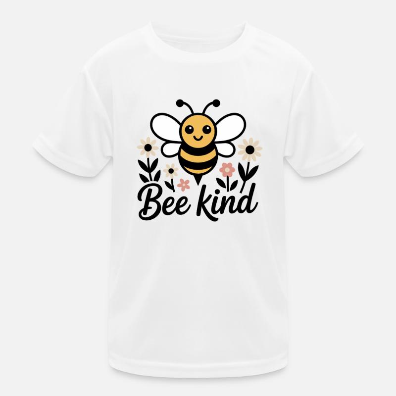Cute bee with flowers – Bee Kind Spring Design Kids Functional T-Shirt