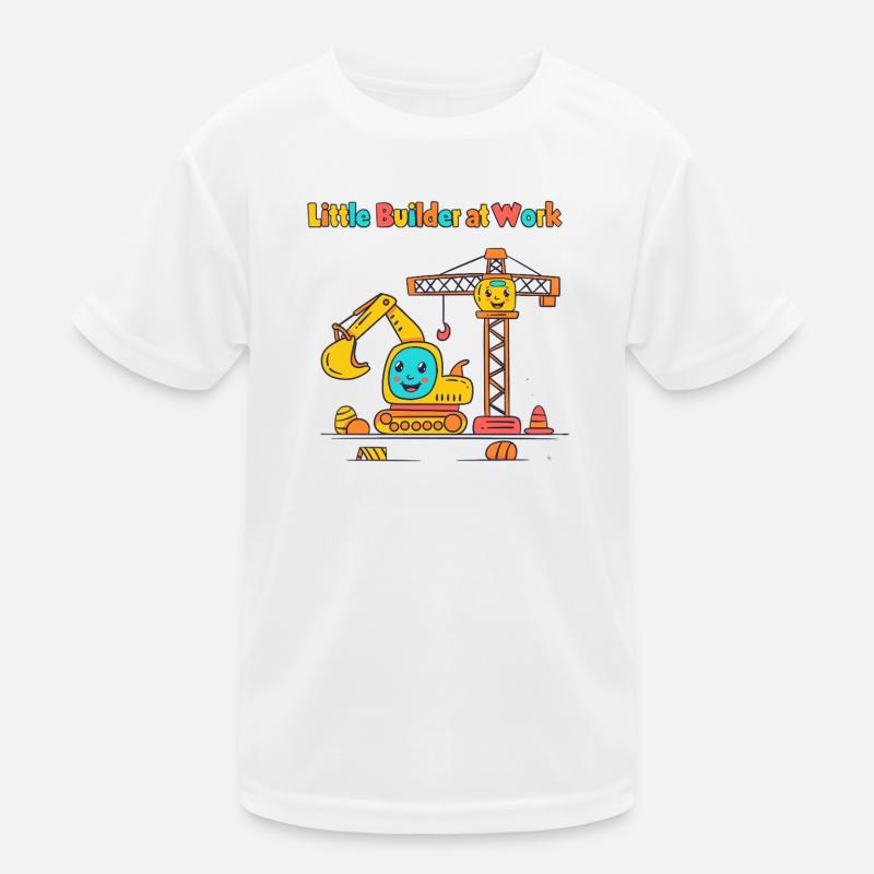 Kleiner Bauarbeiter am Kran Kinder Funktions-T-Shirt