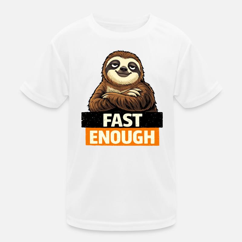 Fast Enough Sloth Graphic Kids Functional T-Shirt