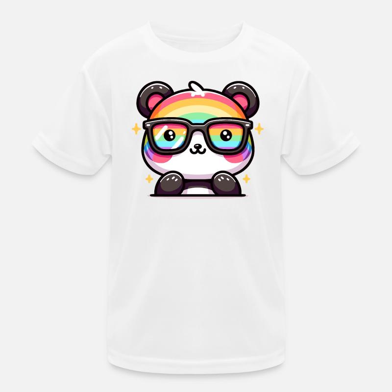 Regenbogen Panda mit Sonnenbrille Kinder Funktions-T-Shirt