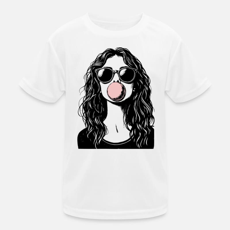 Cooles Mädchen bläst Kaugummi Kinder Funktions-T-Shirt