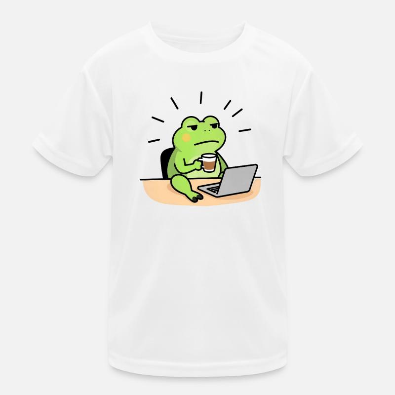 Froschkaffee und Laptop Kinder Funktions-T-Shirt