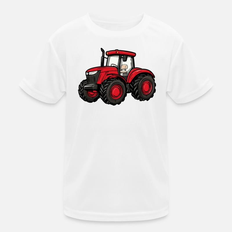Roter Traktor Cartoon Kinder Funktions-T-Shirt