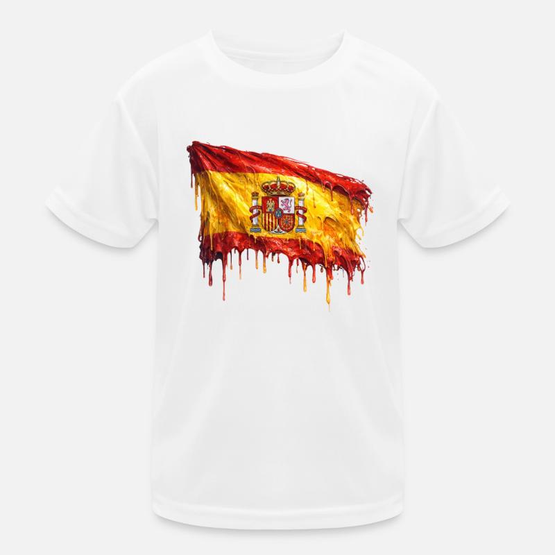 Dribbling Spain Flag Art Kids Functional T-Shirt