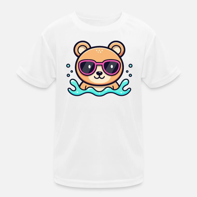 Ourson plage lunettes roses T-shirt sport Enfant
