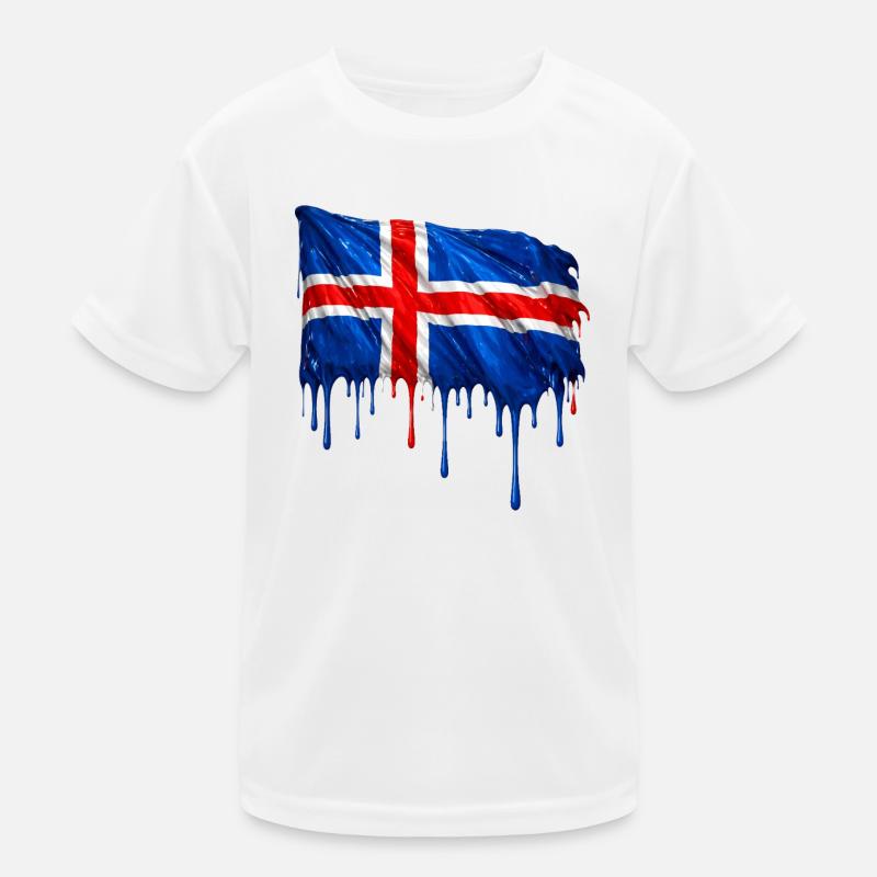Isländische Flagge bunte Farbe Kinder Funktions-T-Shirt