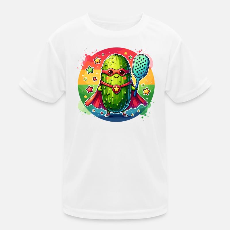 Pickleball Superhero Hero Cucumber Paddle Kids Functional T-Shirt
