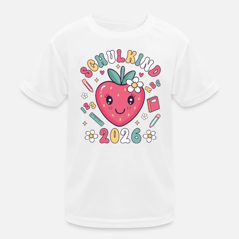 Schulkind 2026 Einschulung Erdbeere Mädchen Kinder Funktions-T-Shirt