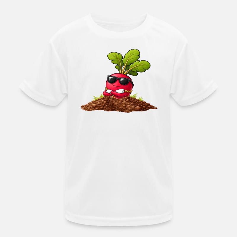 Cool radish with sunglasses and necklace Kids Functional T-Shirt