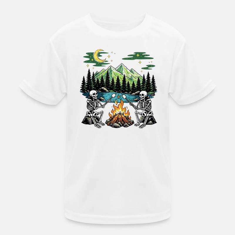 Skeleton Campfire Night Marshmallow Camping Camp Kinder Funktions-T-Shirt