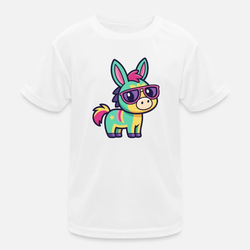 Bunter Esel in Retro-Gläsern Kinder Funktions-T-Shirt
