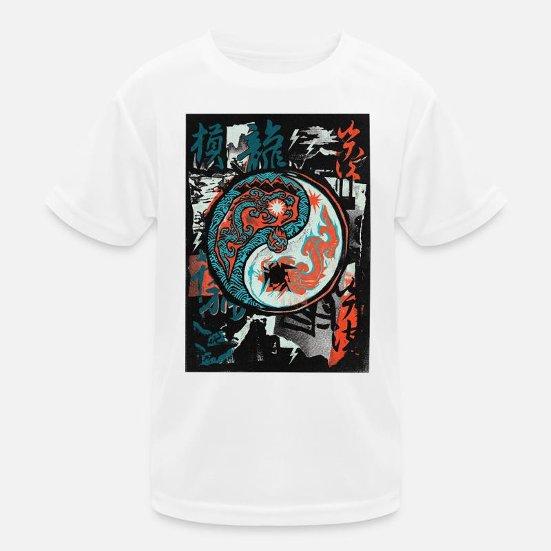 Cooles Yin und Yang Kinder Funktions-T-Shirt