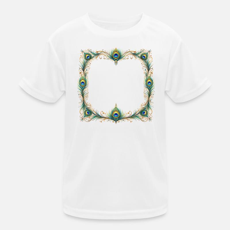 Peacock Feather Frame Ornament Boho Design Kids Functional T-Shirt