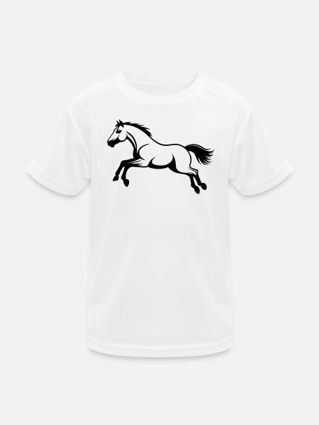 Pferdestil-Sprung - Kinder Funktions-T-Shirt - Weiß - Vorne