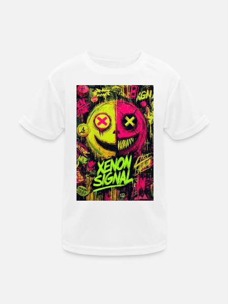 Xenon-Signal-Graffiti - Kinder Funktions-T-Shirt - Weiß - Vorne