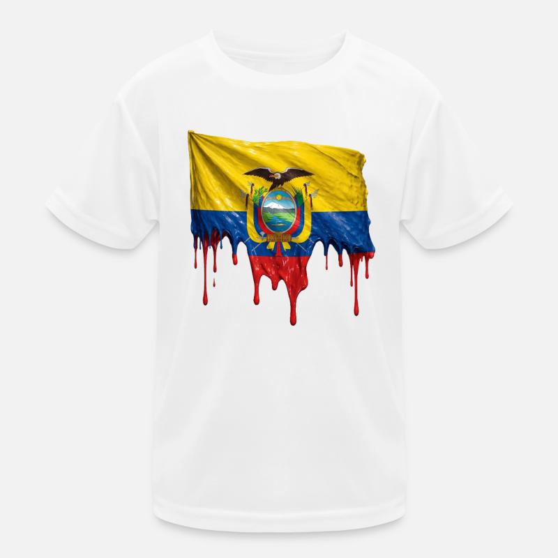 Ecuador Flag Splatter Kids Functional T-Shirt