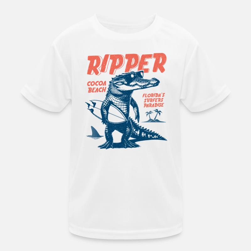 Ripper Surfer Croc Beach, Cocoa Beach, Floride T-shirt sport Enfant
