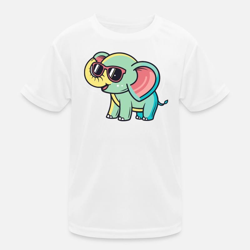 Pastellelefant mit Brille Kinder Funktions-T-Shirt