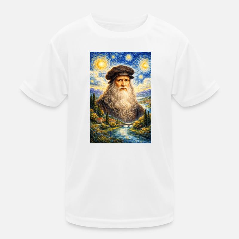 Leonardo da Vinci Starry Night Kids Functional T-Shirt