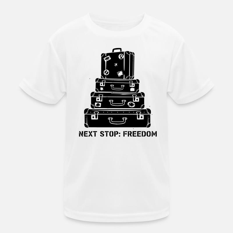 Suitcase Stack Freedom Travel Kids Functional T-Shirt