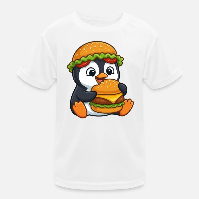 Pingouin mignon avec motif de dessin animé de burger T-shirt sport Enfant