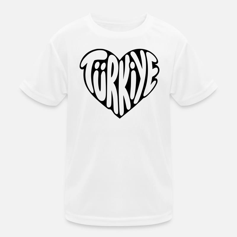 Türkiye, Turkey Heart Font Design Kids Functional T-Shirt