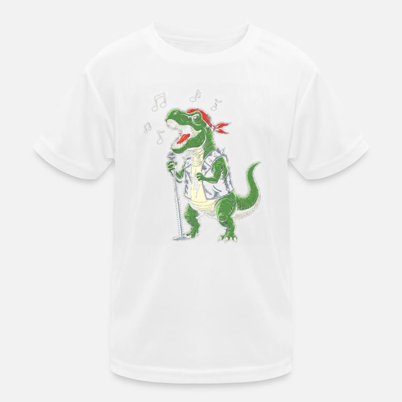 Rocker-Dino mit Mikrofon Kinder Funktions-T-Shirt
