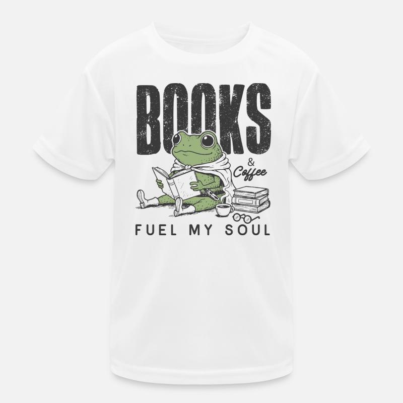 Frosch liest Bücher & Kaffee Kinder Funktions-T-Shirt