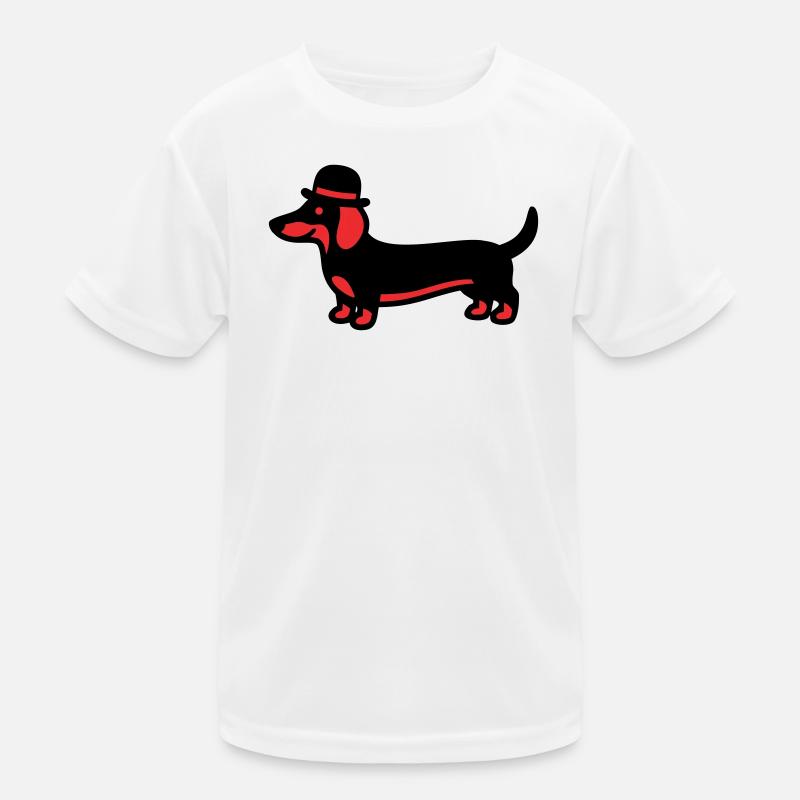 Cool Dachshund Hat Gentleman Kids Functional T-Shirt