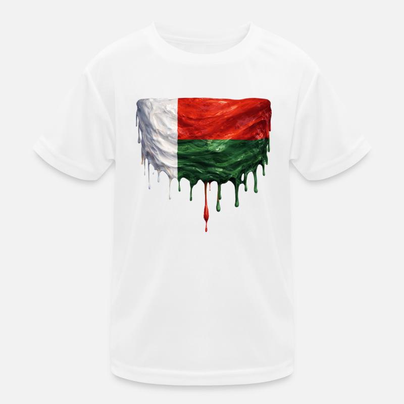 Madagascar Flag in Drop Art Kids Functional T-Shirt