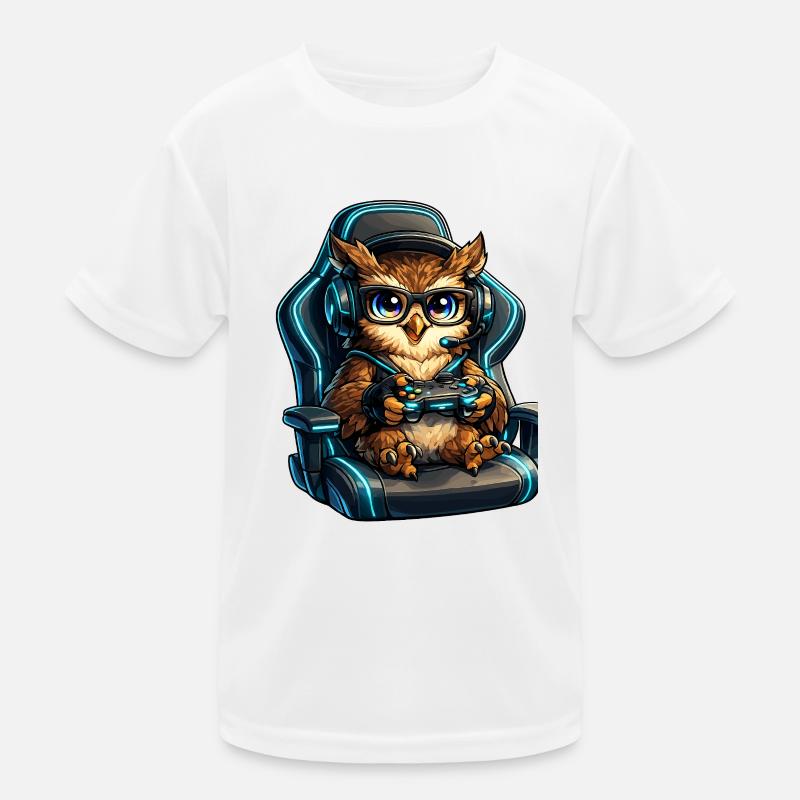 Gamer owl hero in headset Kids Functional T-Shirt