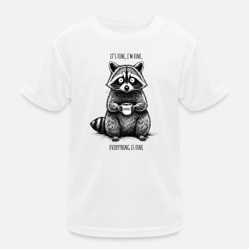 Its Fine Im Fine Kaffee Waschbär Humor Kinder Funktions-T-Shirt