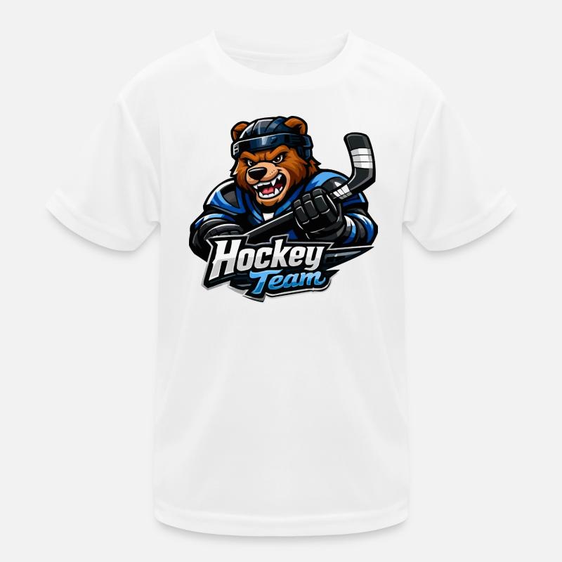 Bär Eishockey Team Maskottchen Kinder Funktions-T-Shirt