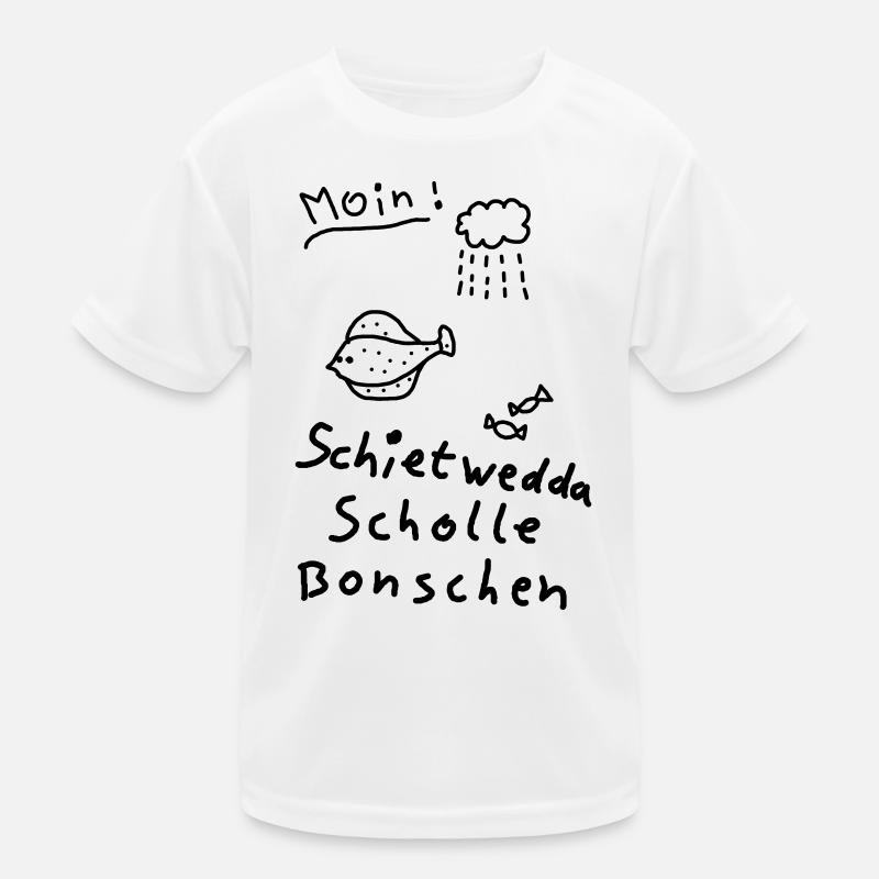 Typisch Nordisch Plattdeutsch Moin Scholle Bonsche Kinder Funktions-T-Shirt