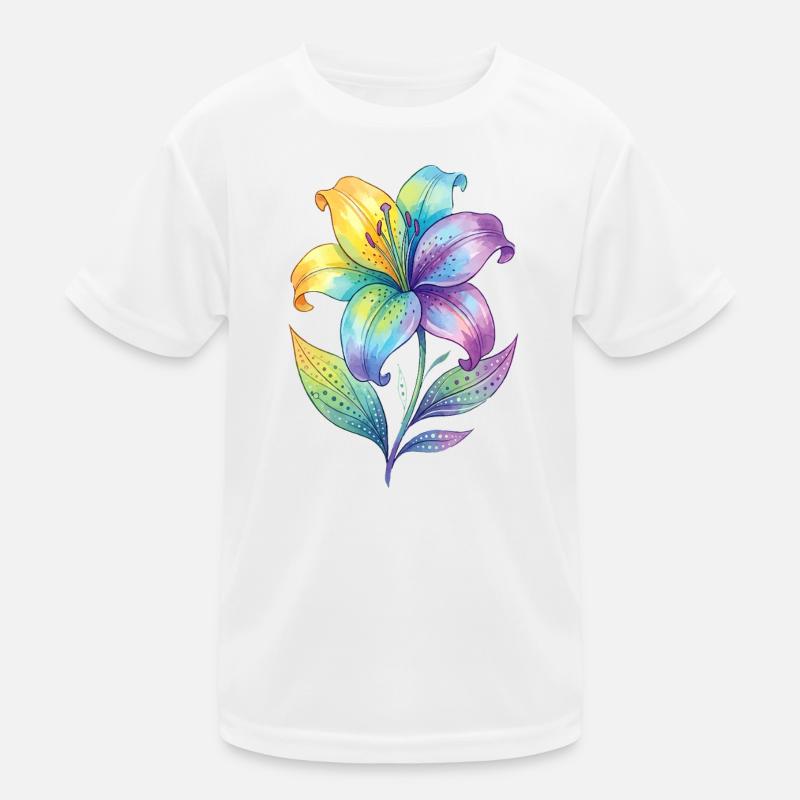 Peinture aquarelle de lys arc-en-ciel T-shirt sport Enfant
