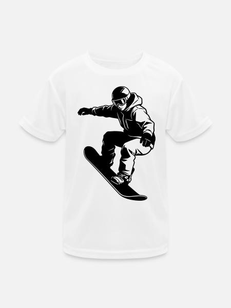 Snowboarder - Kinder Funktions-T-Shirt - Weiß - Vorne