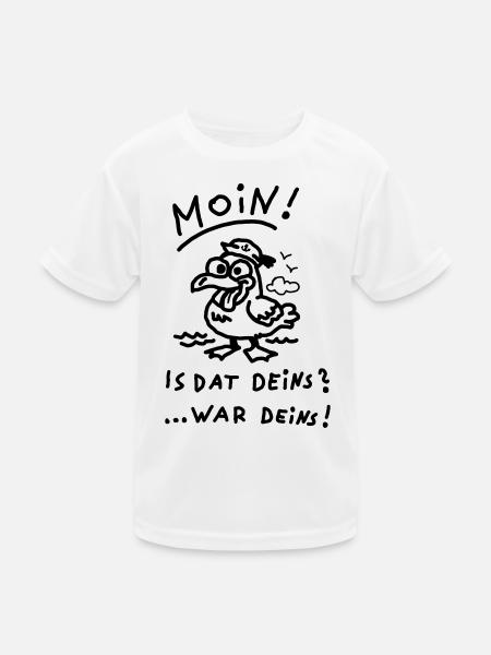 Moin Möwe War Deins Lustiger Spruch  - Kinder Funktions-T-Shirt - Weiß