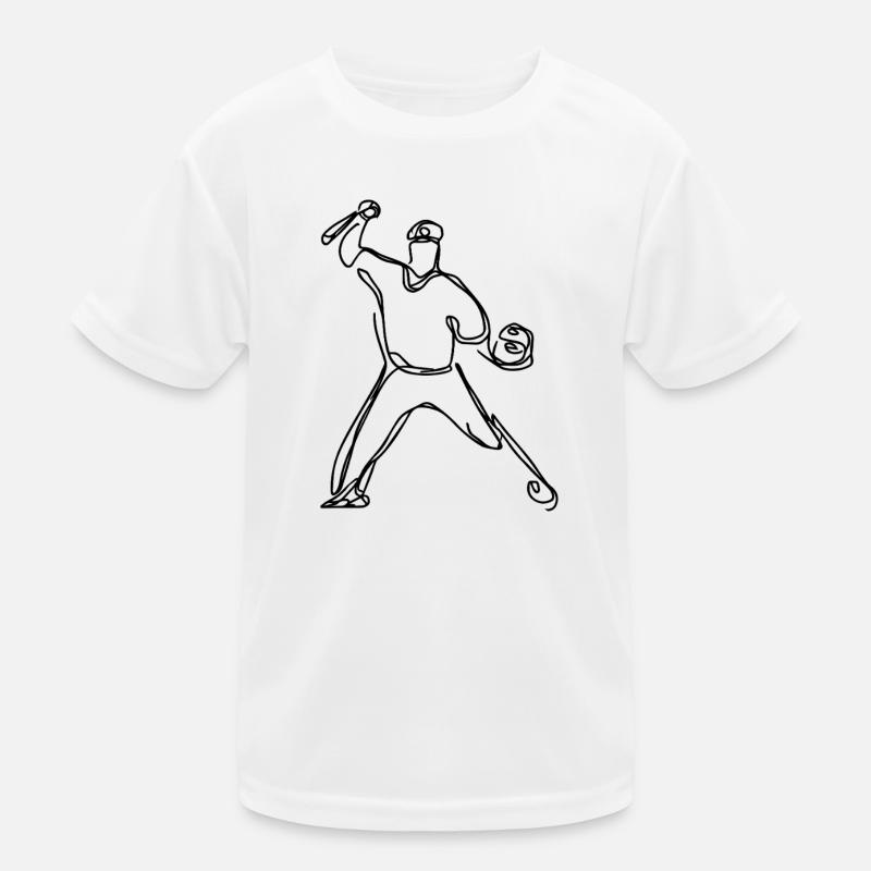 Baseball Player Drawing Kids Functional T-Shirt