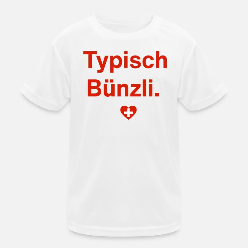 Typisch Bünzli. – Schweizer Minimal-Design Kinder Funktions-T-Shirt