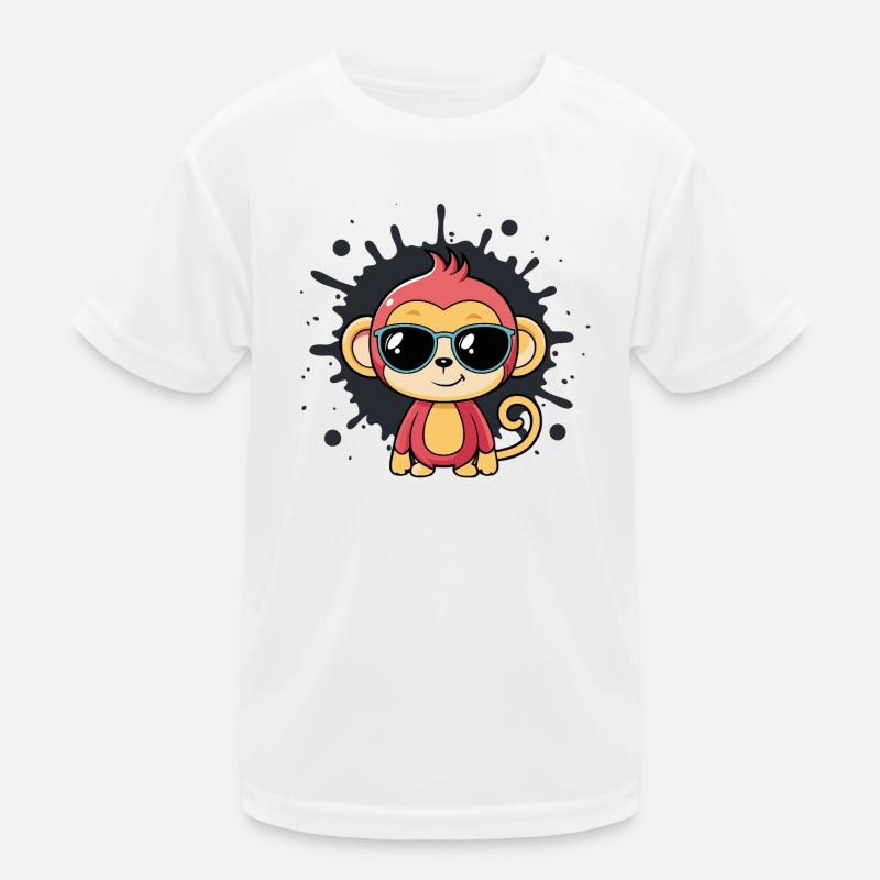 Monkey Chic Splash schwarze Brille Kinder Funktions-T-Shirt