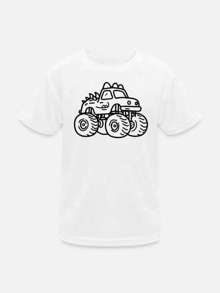 Monstertruck - Kinder Funktions-T-Shirt - Weiß - Vorne