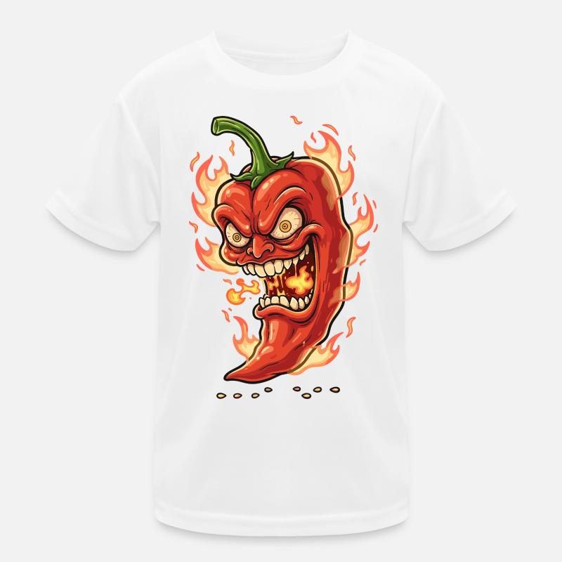 Flammender Chili-Gesicht Kinder Funktions-T-Shirt