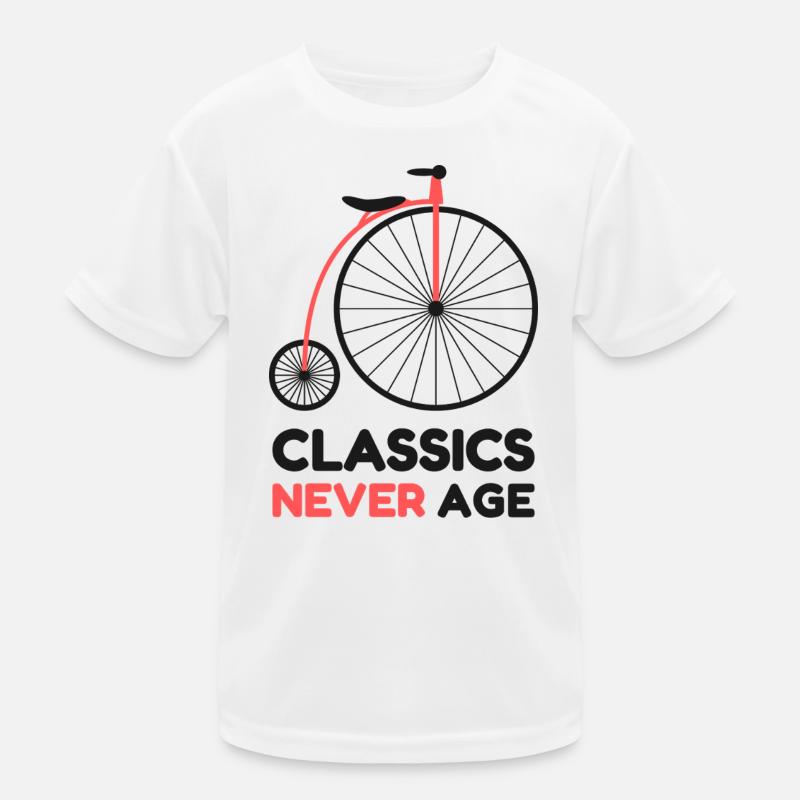 Classics Never Age Penny-Farthing Retro-Radfahren Kinder Funktions-T-Shirt