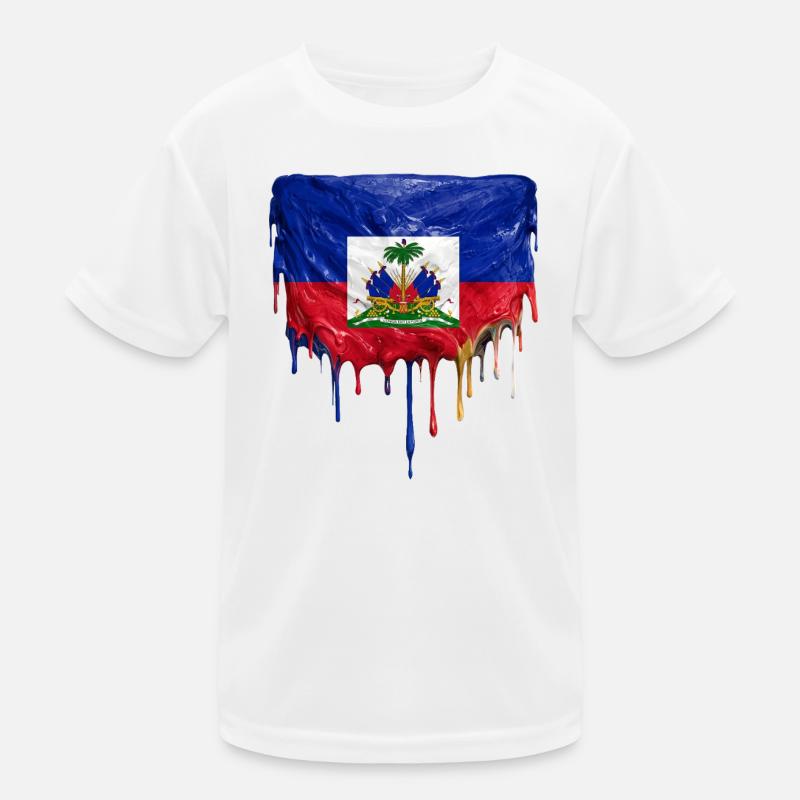 Drapeau haïtien avec une peinture laque fluide T-shirt sport Enfant