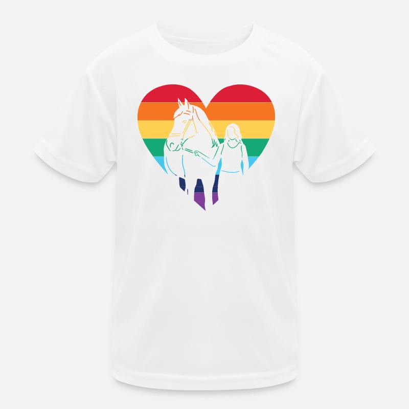 Regenbogenherz Reiter mit Pferd / CSD Motiv Kinder Funktions-T-Shirt