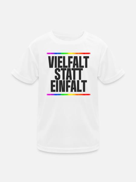 Vielfalt statt Einfalt – Regenbogen / Gay, CSD - Kinder Funktions-T-Shirt - Weiß - Vorne
